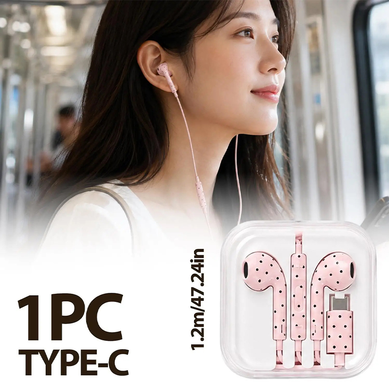 Cute Polka-dot Star Type C Ear - огляд і ціна Usb C Earphone