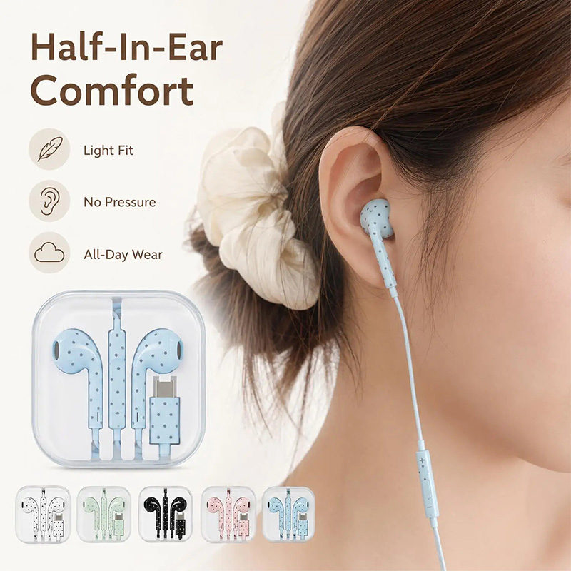 Cute Polka-dot Star Type C Ear - огляд і ціна Usb C Earphone