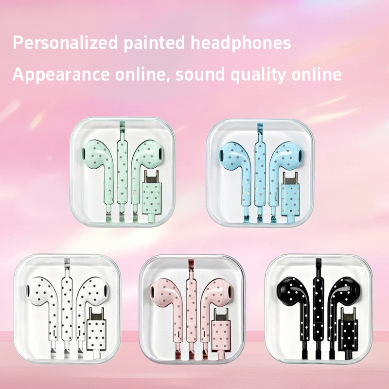 Cute Polka-dot Star Type C Ear - огляд і ціна Usb C Earphone